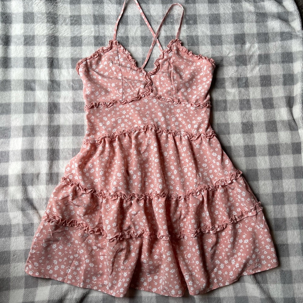 Never Worn Floral Cross-strap Short Dress